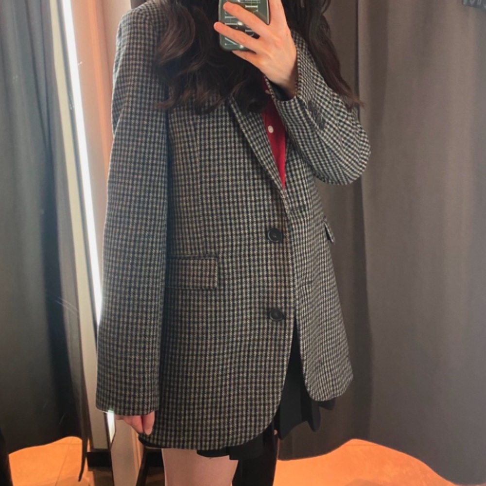 Zara Oversized Houndstooth Blazer
